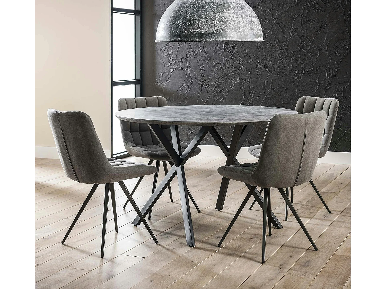 Chaise salle à manger tissu jeans anthracite (lot de 2)