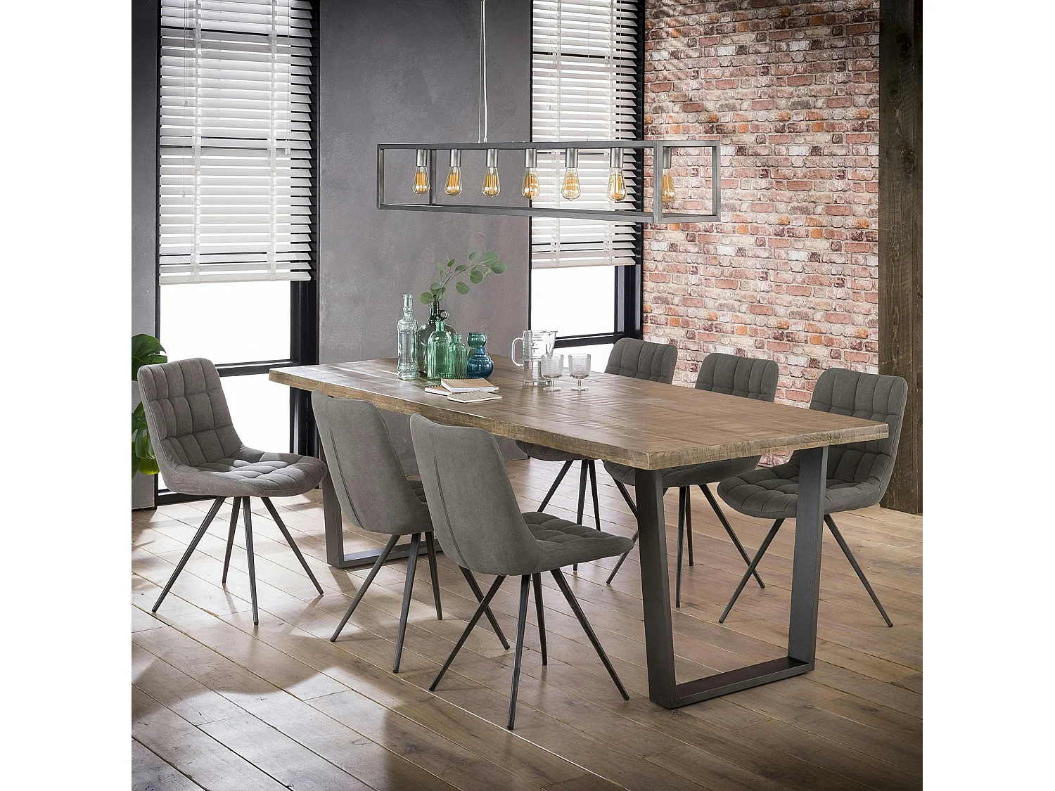 Chaise salle à manger tissu jeans anthracite (lot de 2)