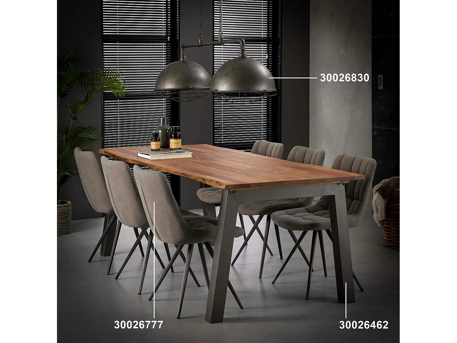 Chaise salle à manger tissu jeans anthracite (lot de 2)