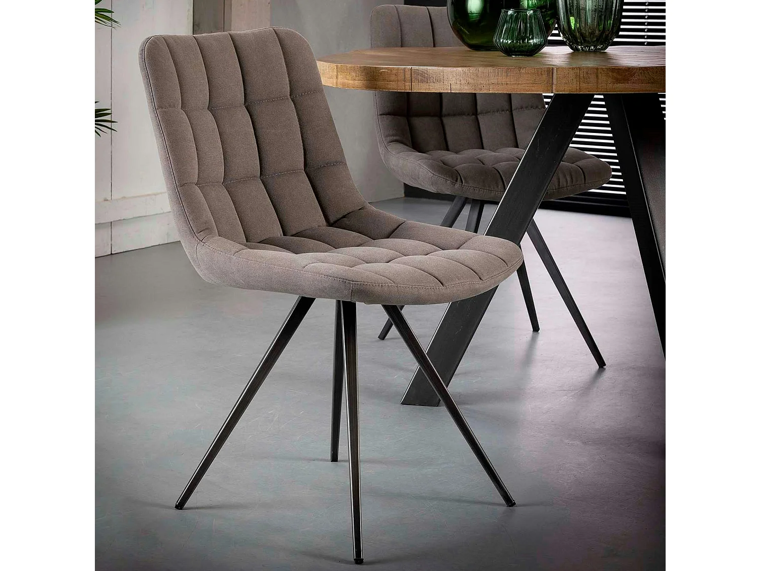 Chaise salle à manger tissu jeans anthracite (lot de 2)