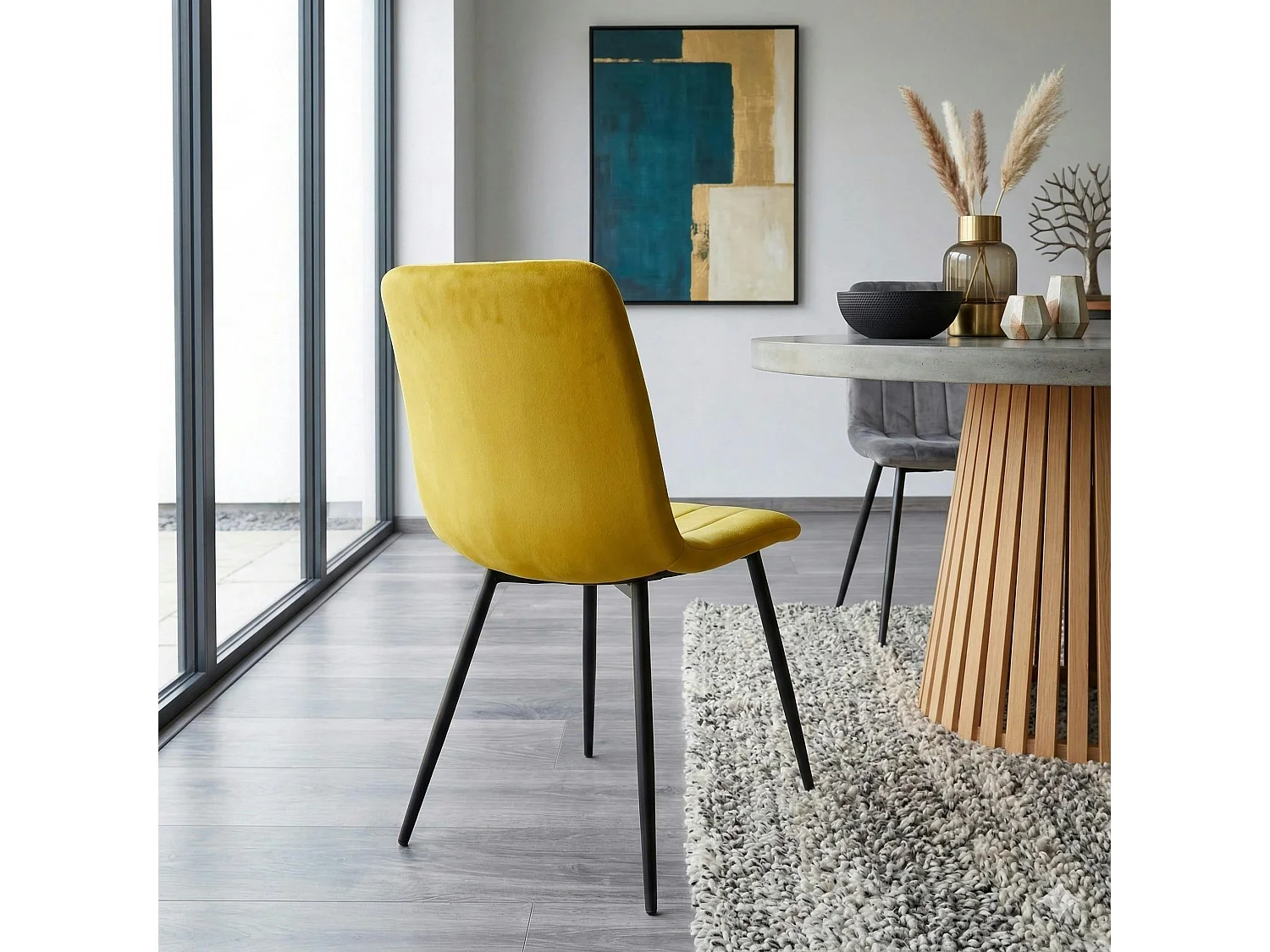 Chaise à rayures velours moutarde (lot de 2) MALANG