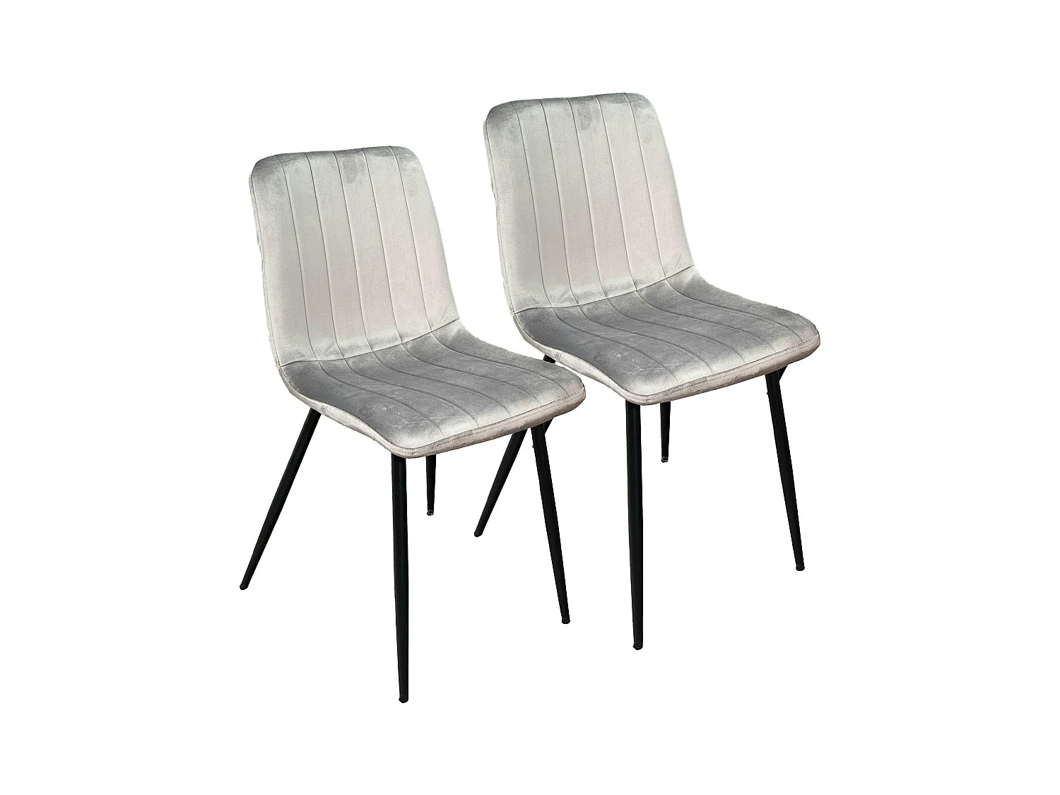 Chaise à rayures velours taupe (lot de 2) MALANG