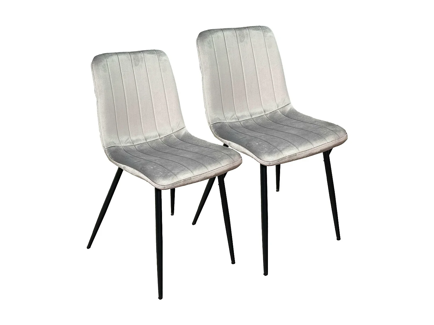 Chaise à rayures velours taupe (lot de 2) MALANG