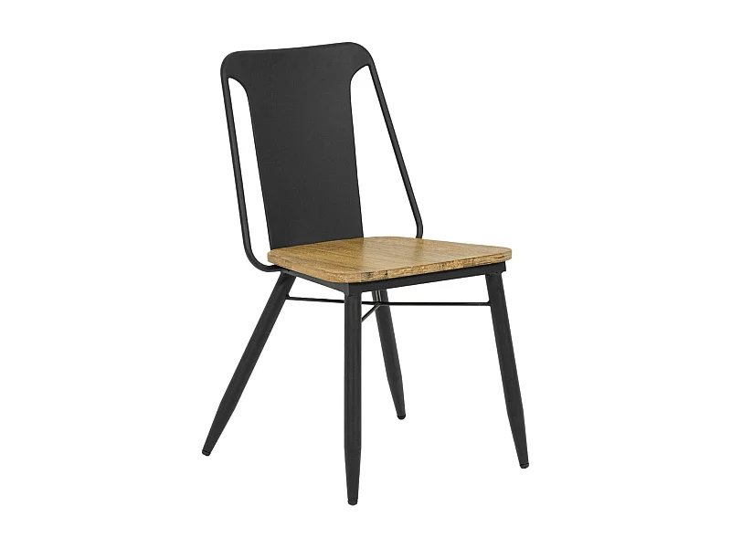 Chaise industrielle bois et métal noir BROOKLYN