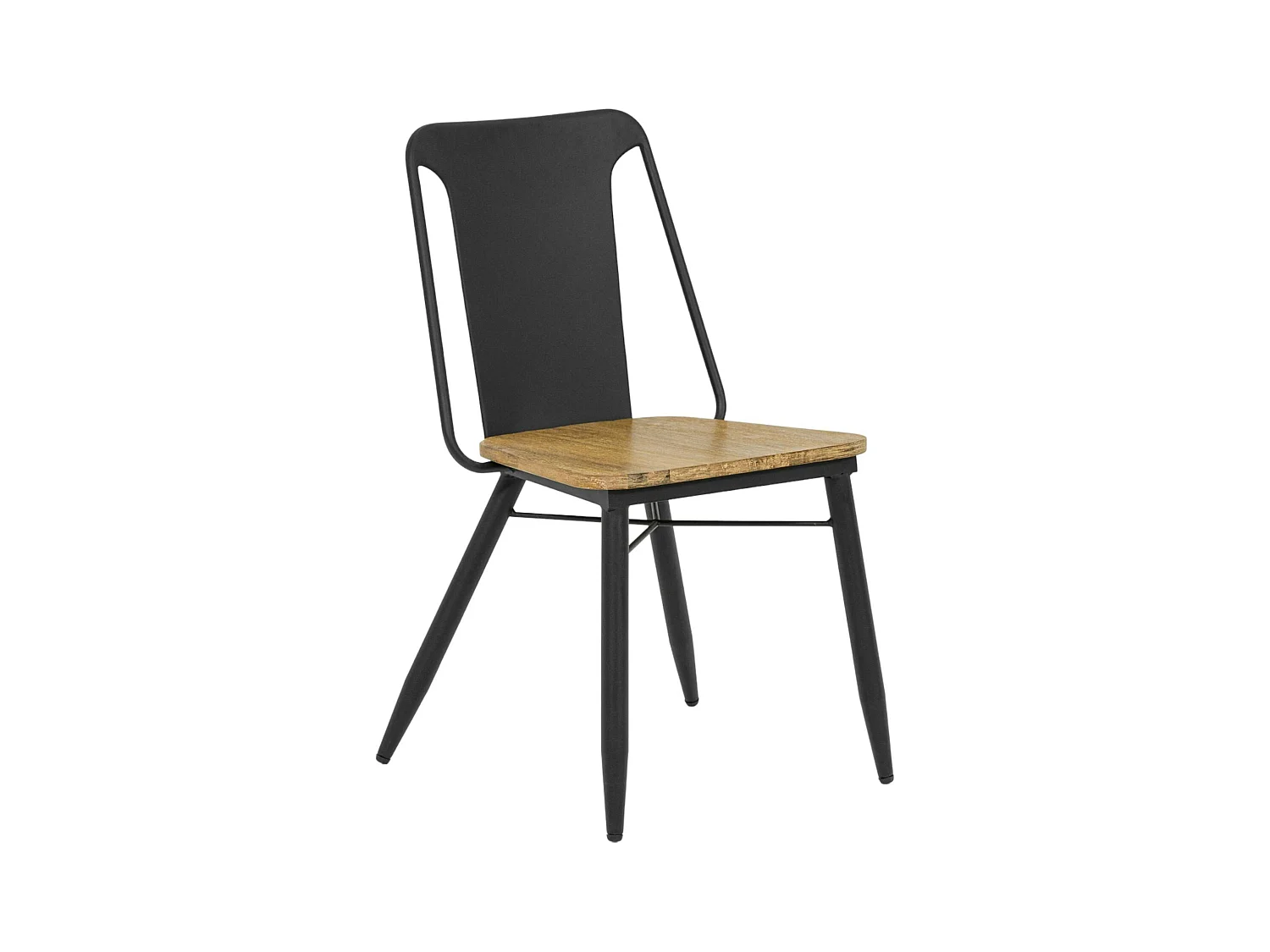 Chaise industrielle bois et métal noir BROOKLYN
