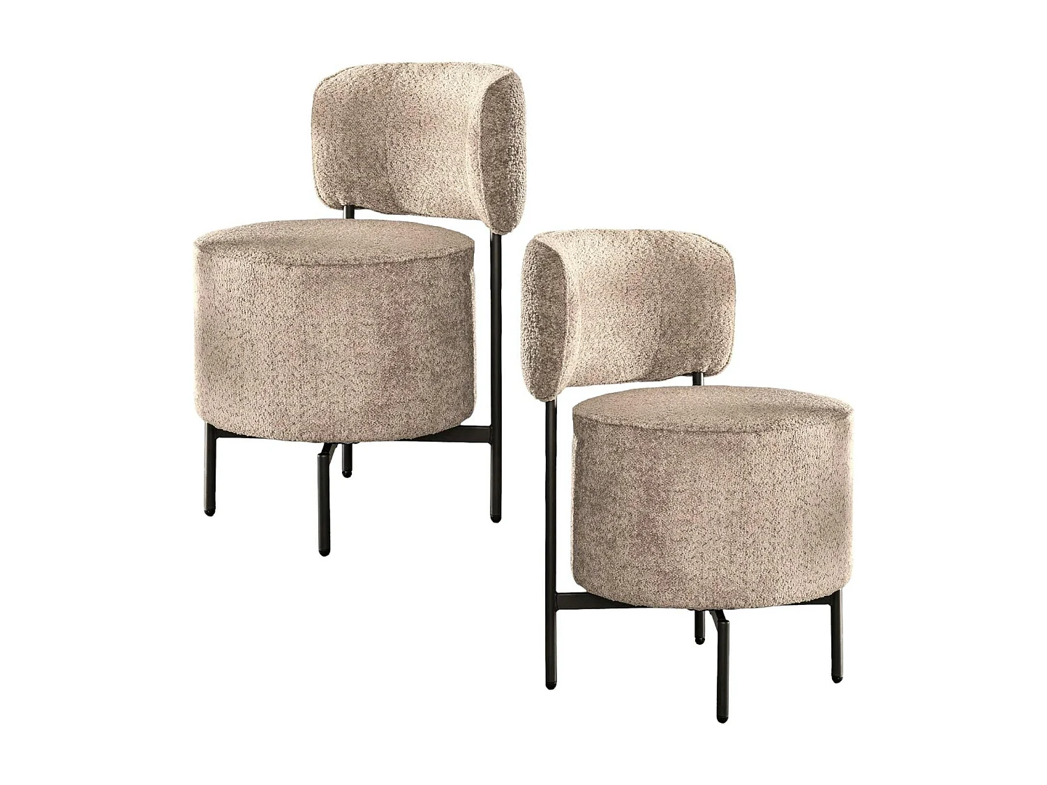 Fauteuil pivotant rond en bouclette sable (lot de 2) GALWAY