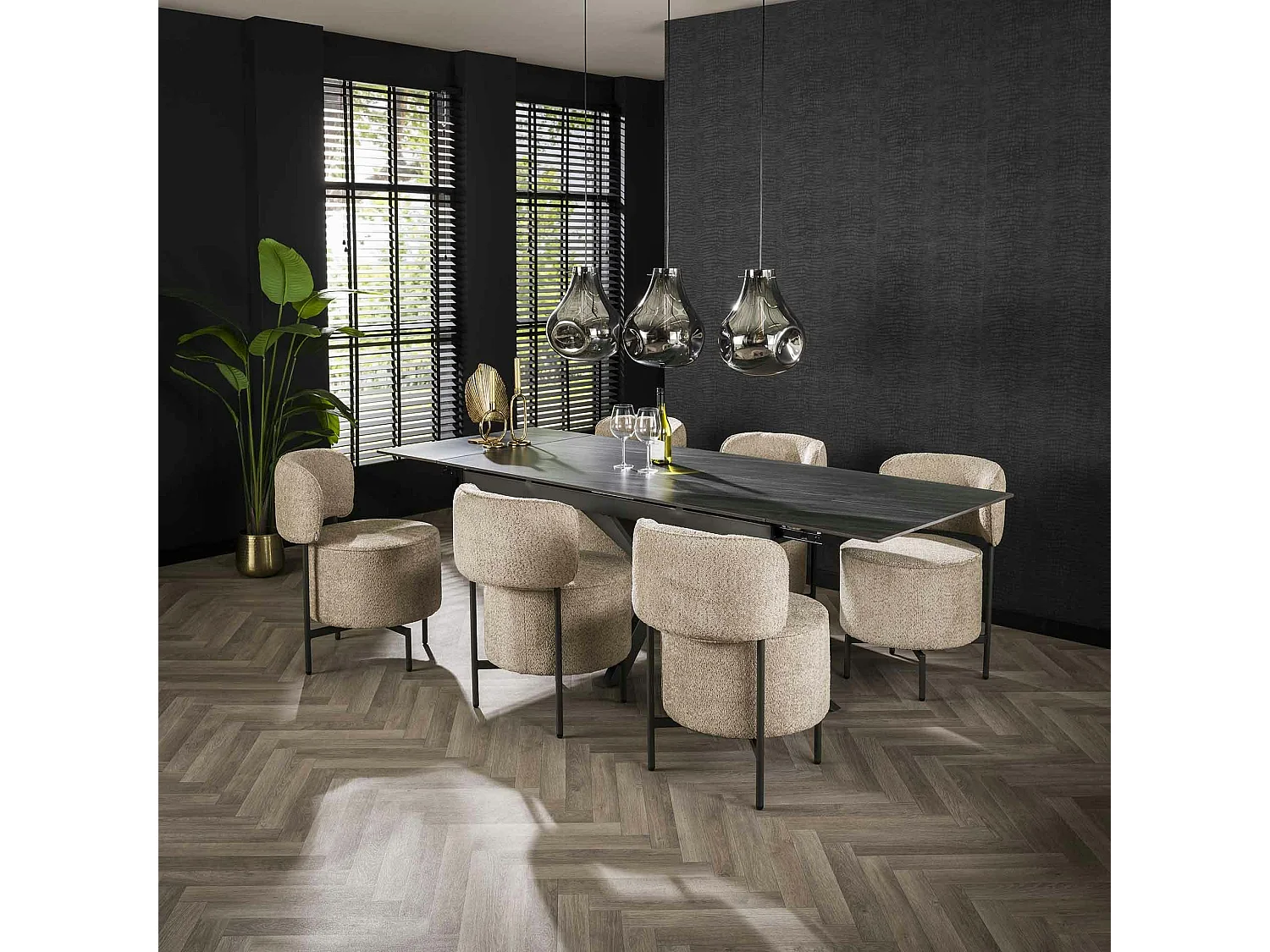 Fauteuil pivotant rond en bouclette sable (lot de 2) GALWAY