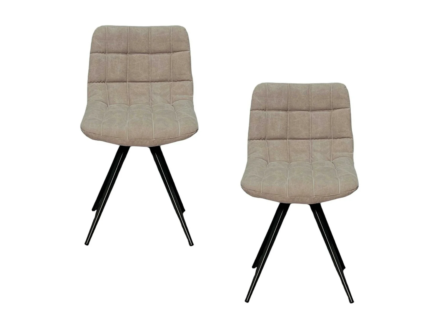 Chaise salle à manger tissu jeans sable (lot de 2)