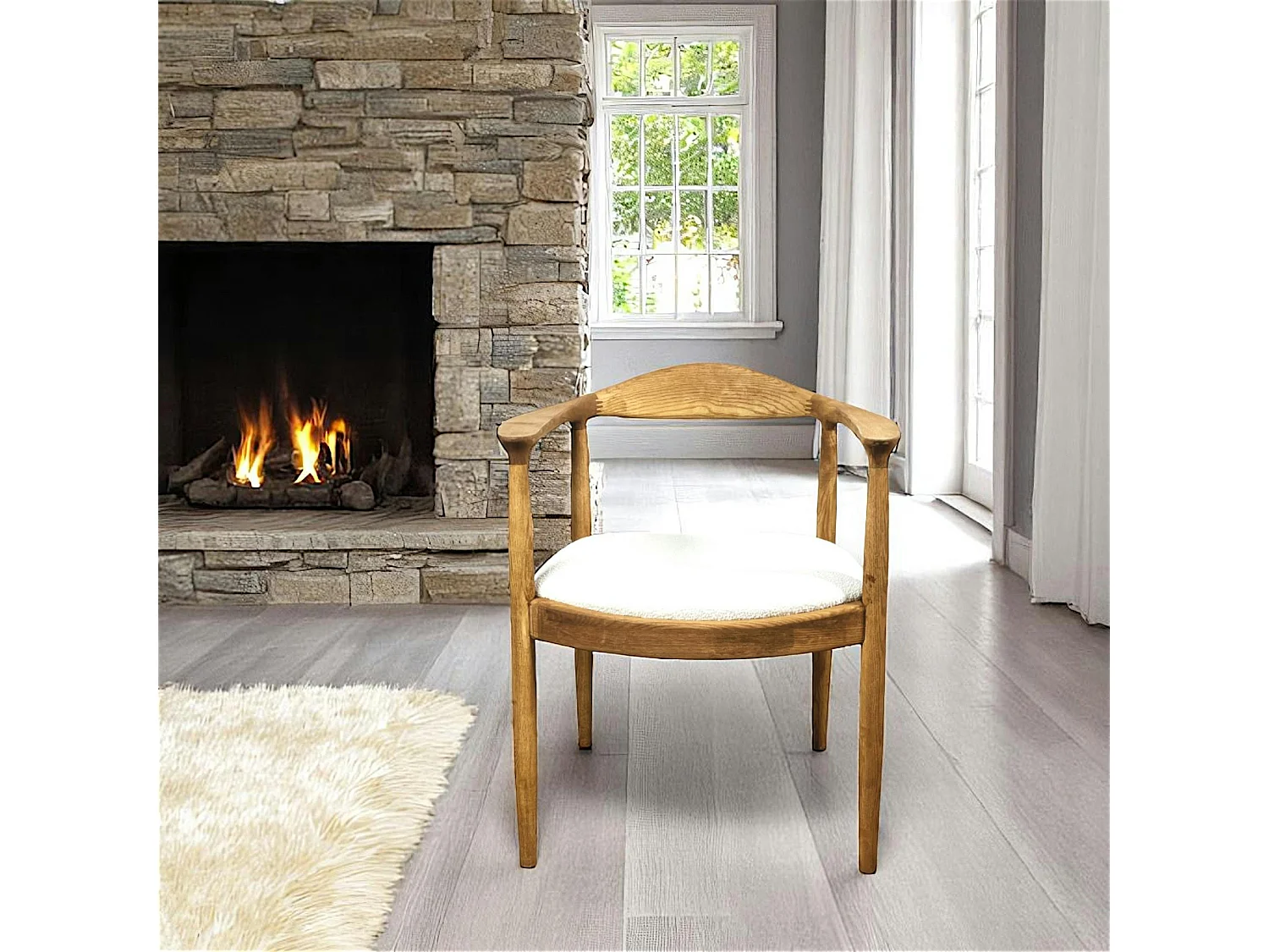 Chaise design en bouclette écrue PALERME