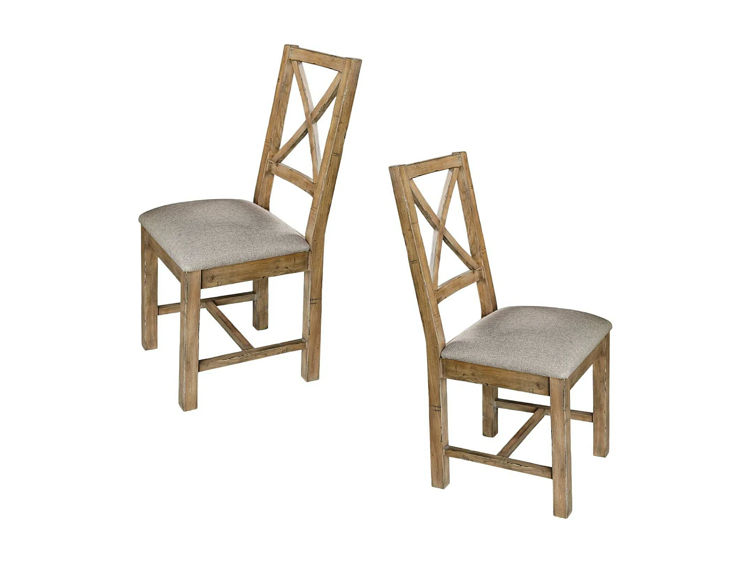 Chaise en tissu et bois recyclé BRISBANE (lot de 2)