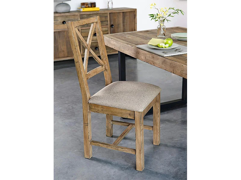 Chaise en tissu et bois recyclé BRISBANE (lot de 2)