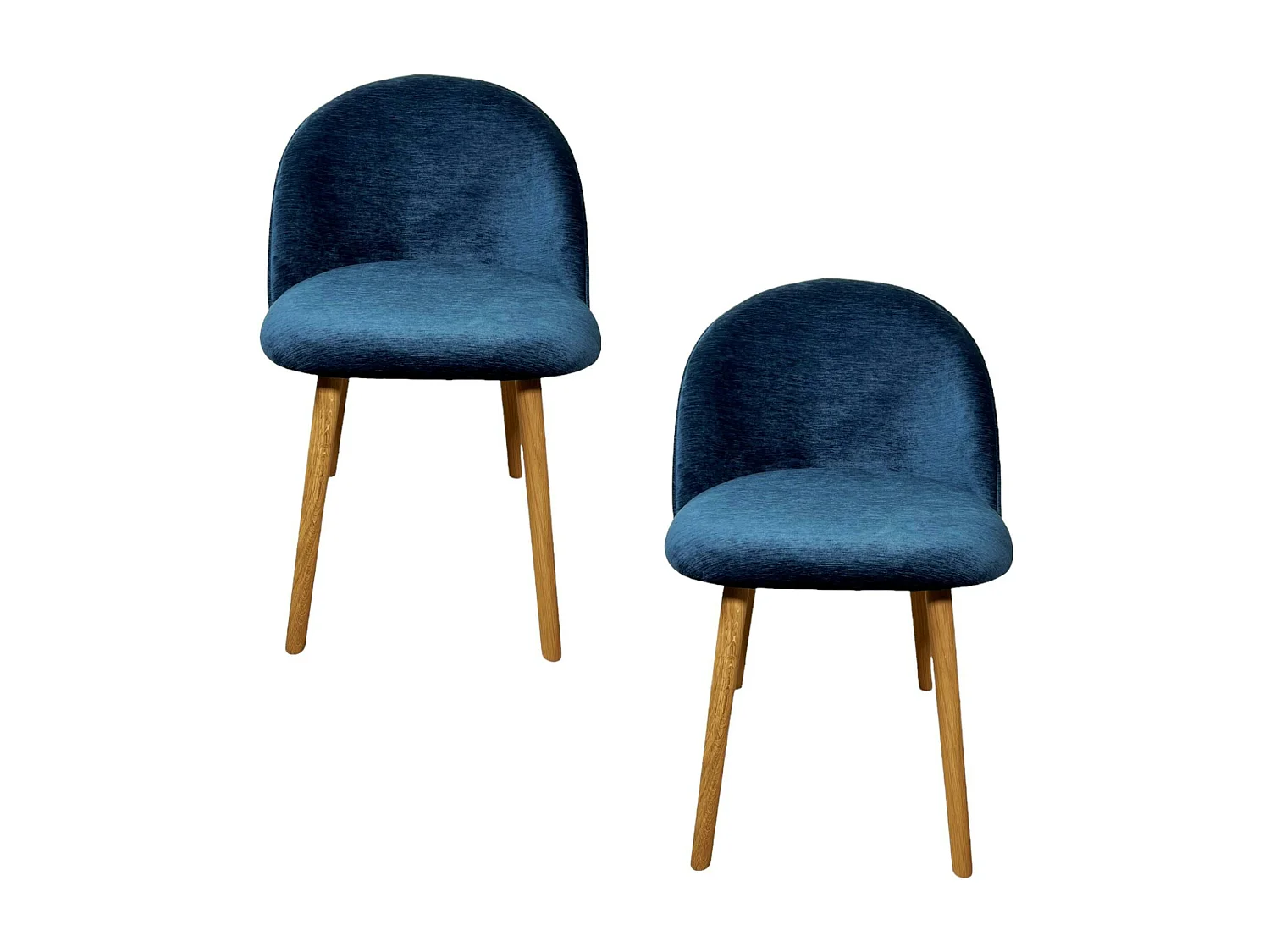 Chaise scandinave en bois et velours bleu (lot de 2) ETNA