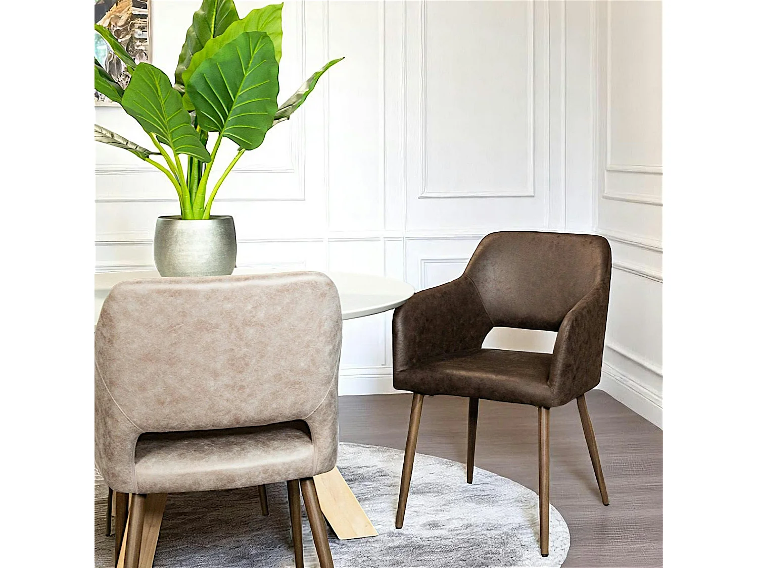 Fauteuil de table marron chocolat (lot de 2)