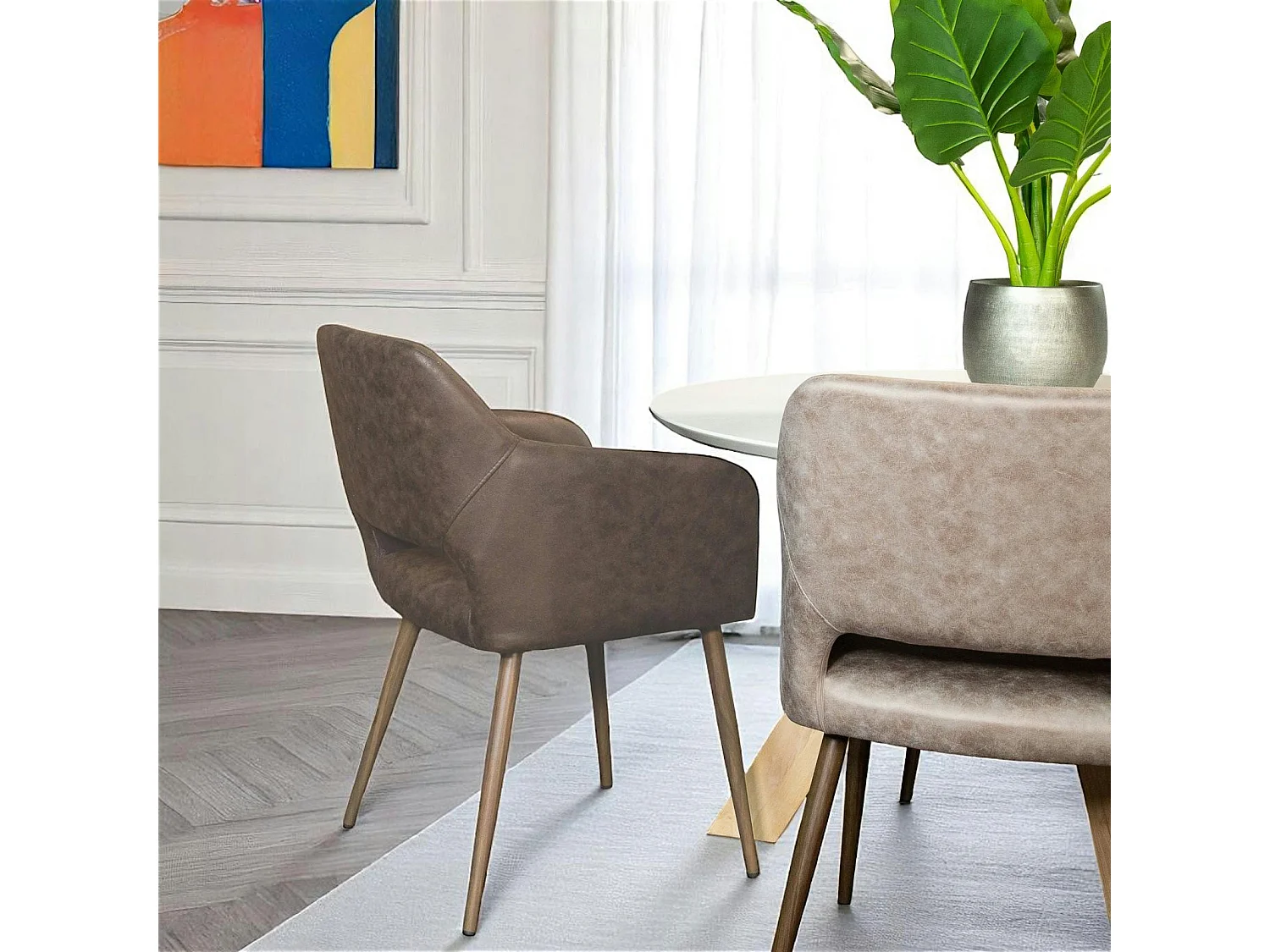 Fauteuil de table marron chocolat (lot de 2)