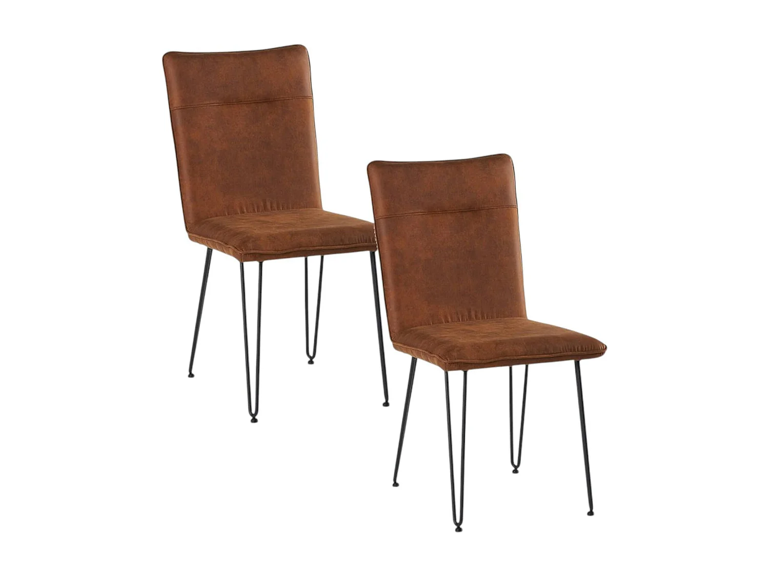 Chaise en tissu marron havane et pieds métal en épingle (lot de 2) KERALA