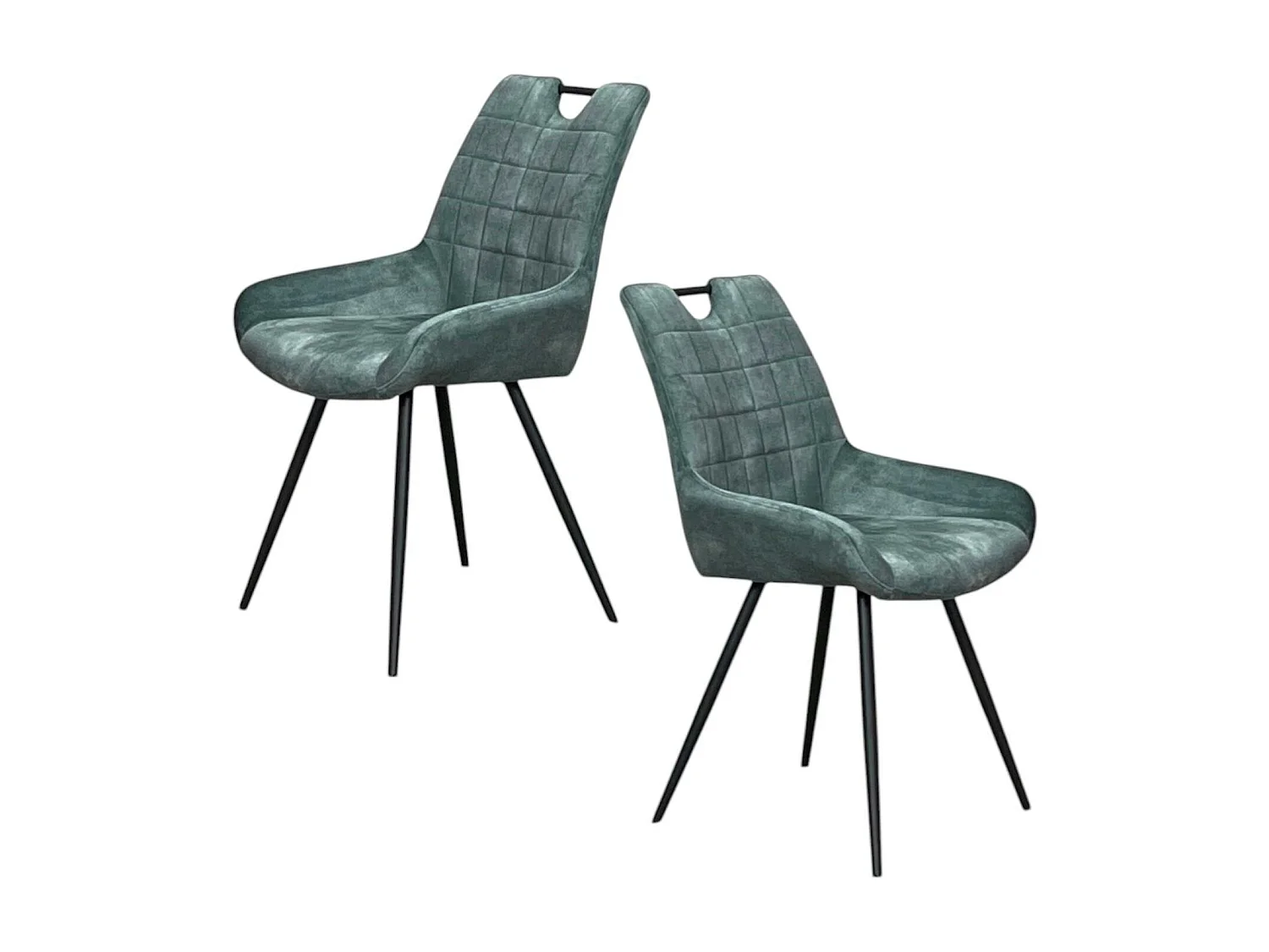 Chaise bleu pétrole avec poignée (lot de 2) MALMOE