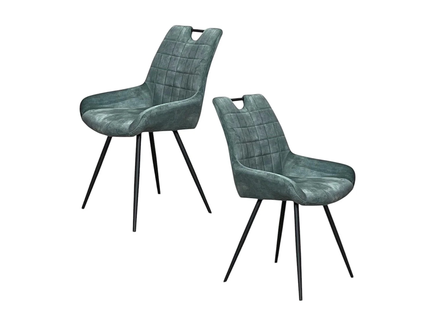 Chaise bleu pétrole avec poignée (lot de 2) MALMOE