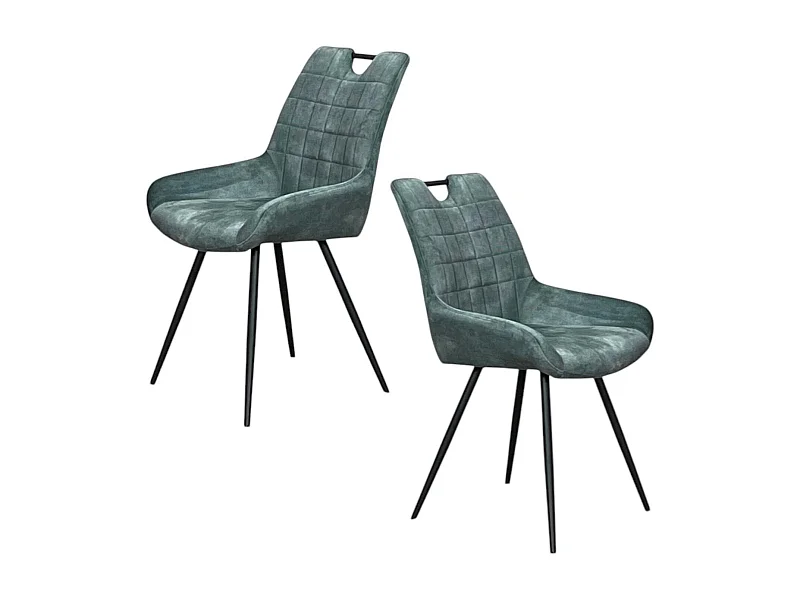 Chaise bleu pétrole avec poignée (lot de 2) MALMOE