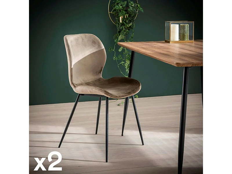 Chaise en velours sable MELBOURNE (lot de 2)