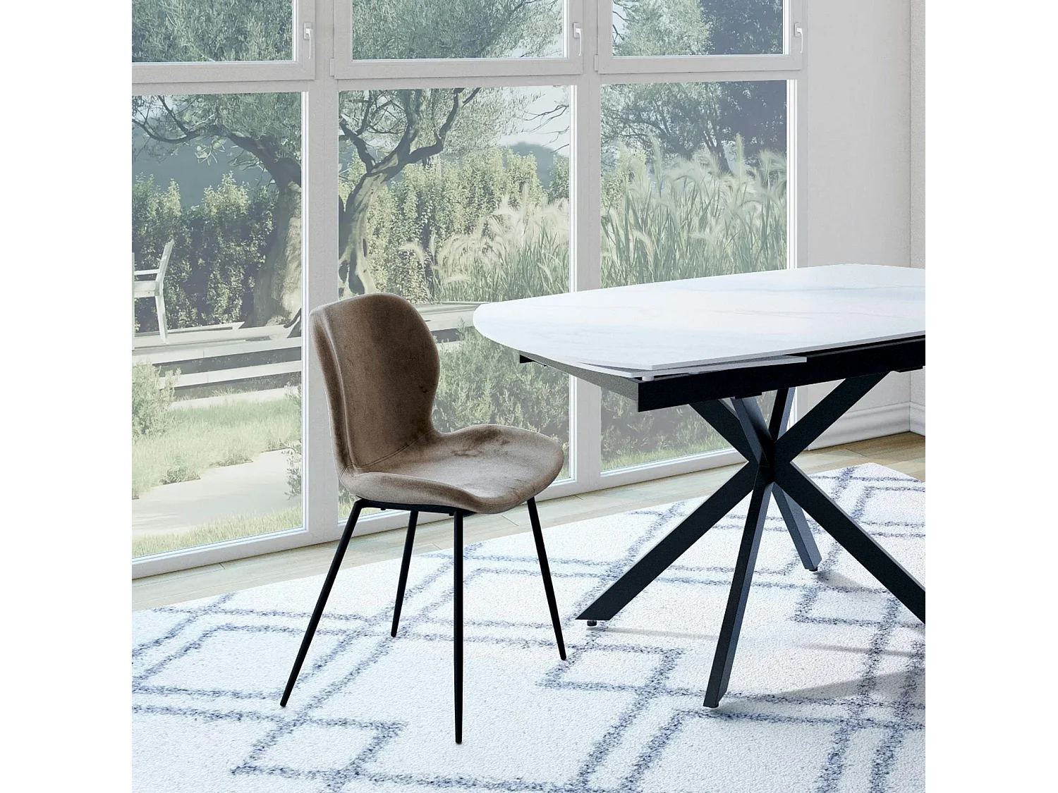 Chaise en velours sable MELBOURNE (lot de 2)