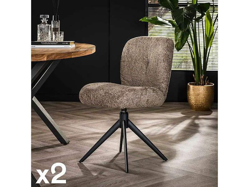 Chaise pivotante rembourrée en bouclette taupe (lot de 2) GALWAY
