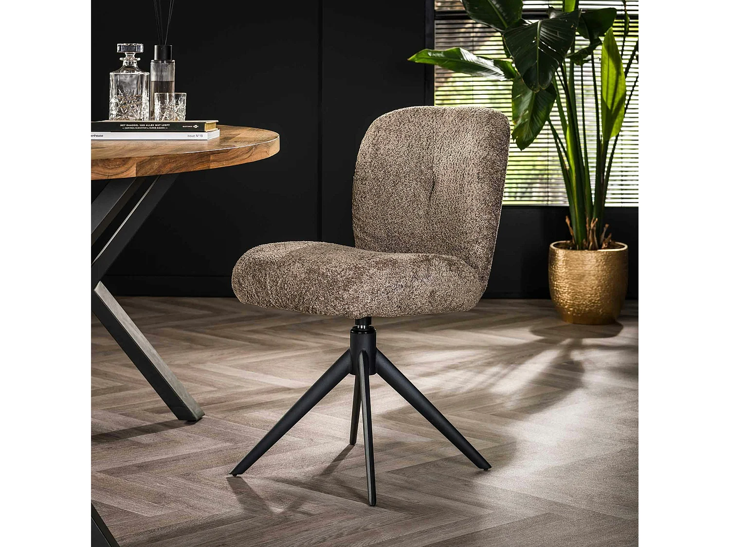 Chaise pivotante rembourrée en bouclette taupe (lot de 2) GALWAY