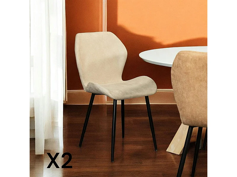 Chaise de salle à manger beige crème (lot de 2) HAWAI