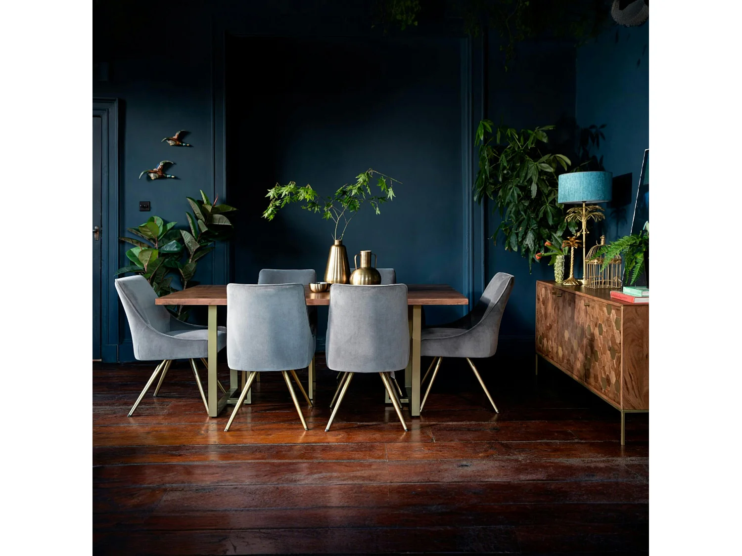 Chaise velours gris (lot de 2) HOBART