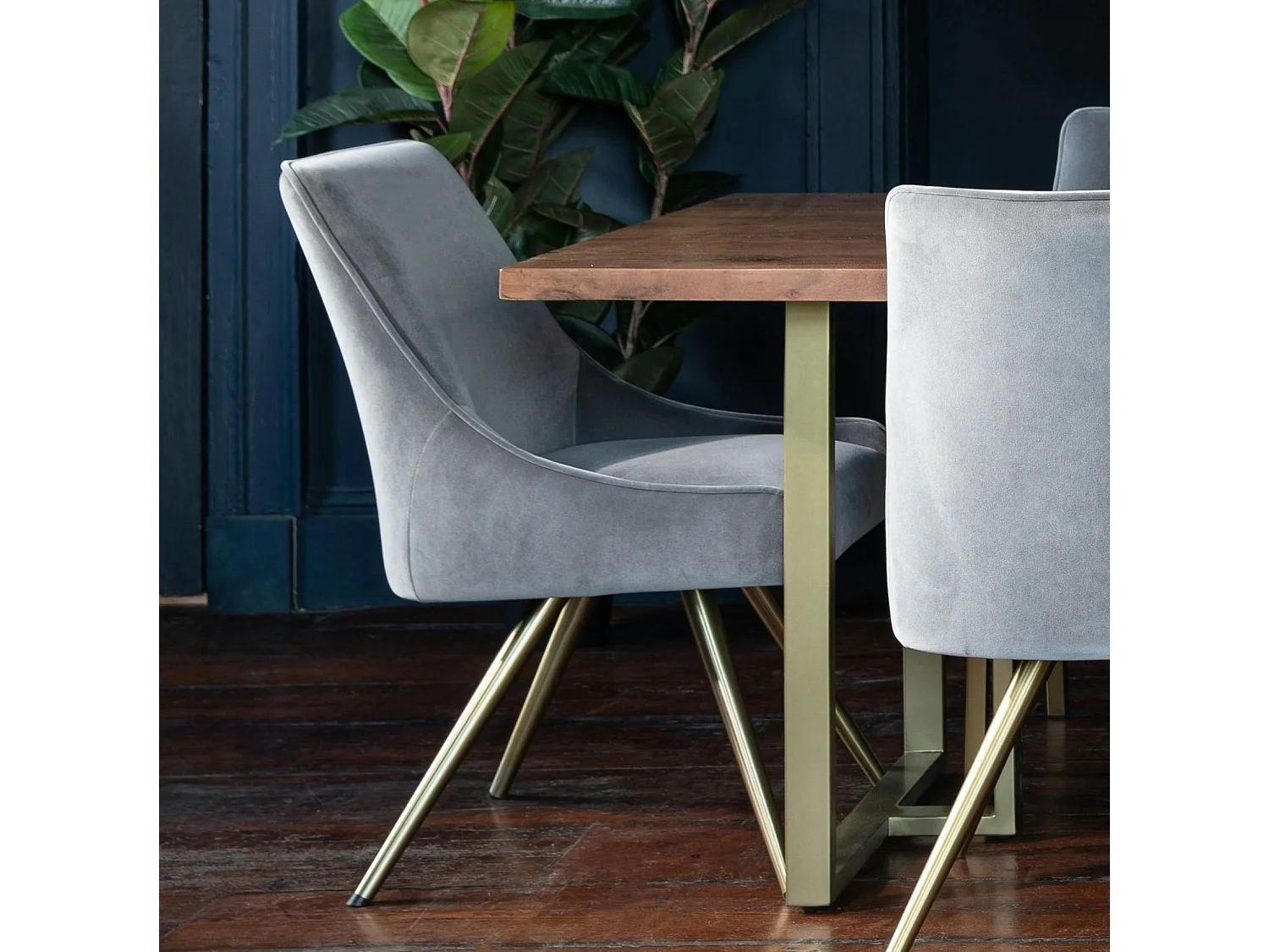 Chaise velours gris (lot de 2) HOBART