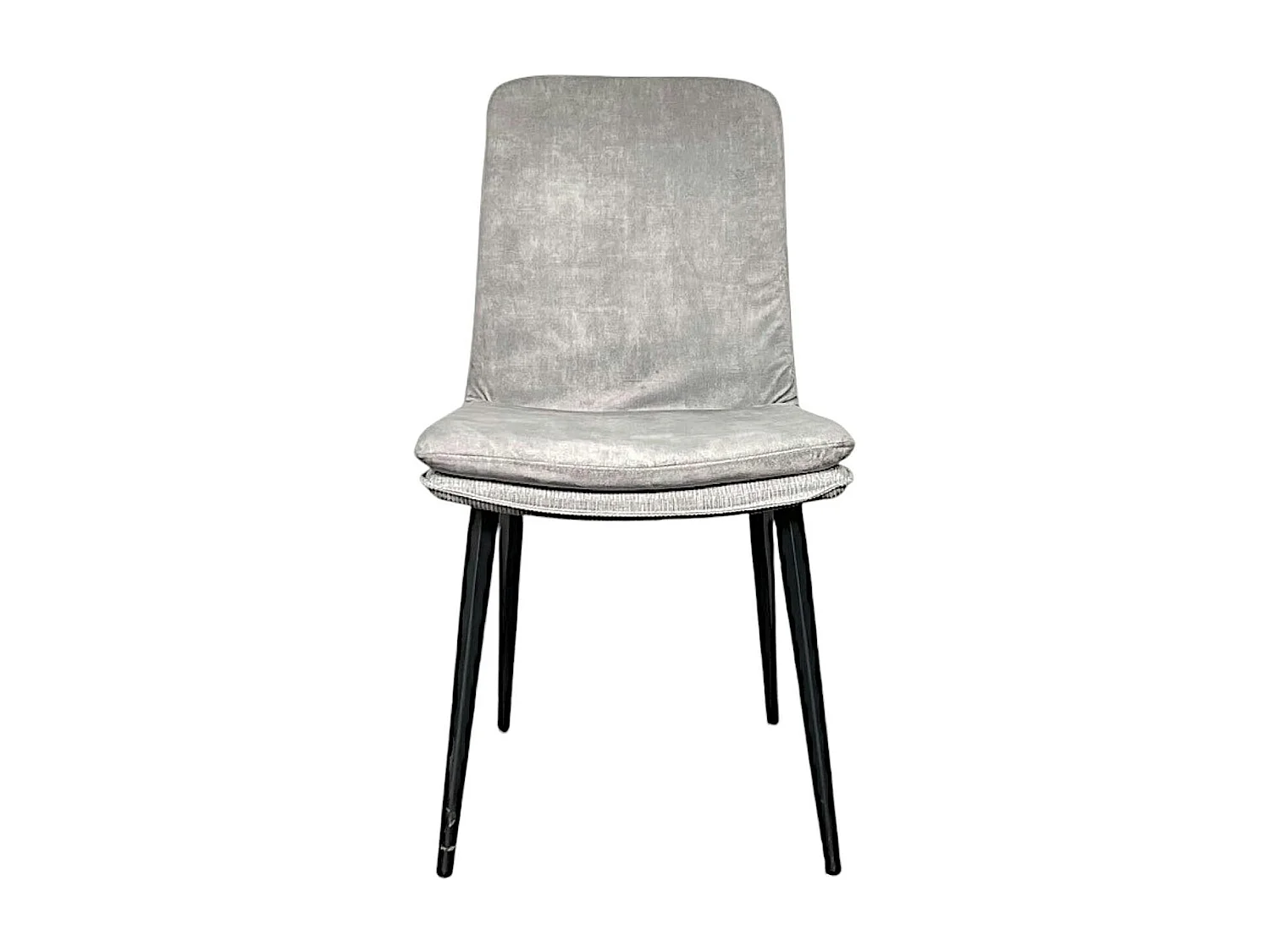 Chaise en velours gris à double coussinage (lot de 2) OKA