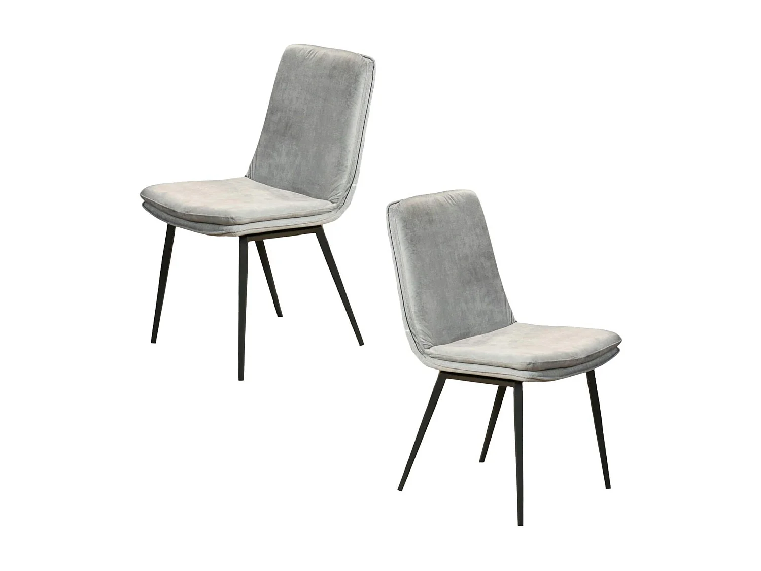 Chaise en velours gris à double coussinage (lot de 2) OKA