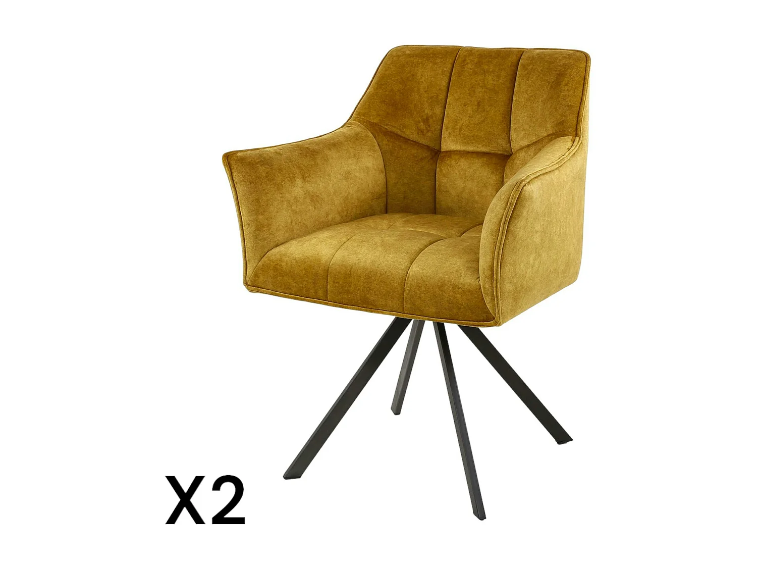Fauteuil pivotant velours moutarde pied étoile (lot de 2) MELBOURNE