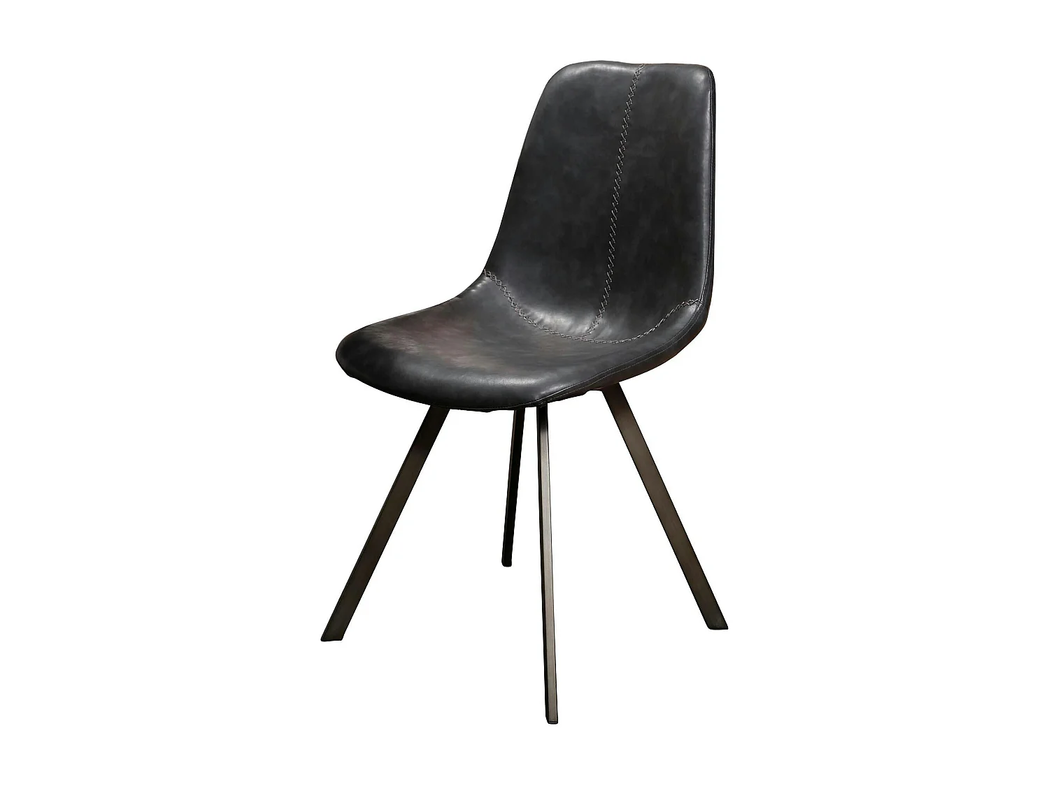 Chaise scandinave noire coutures apparentes pieds étoile HELSINKI (lot de 2)