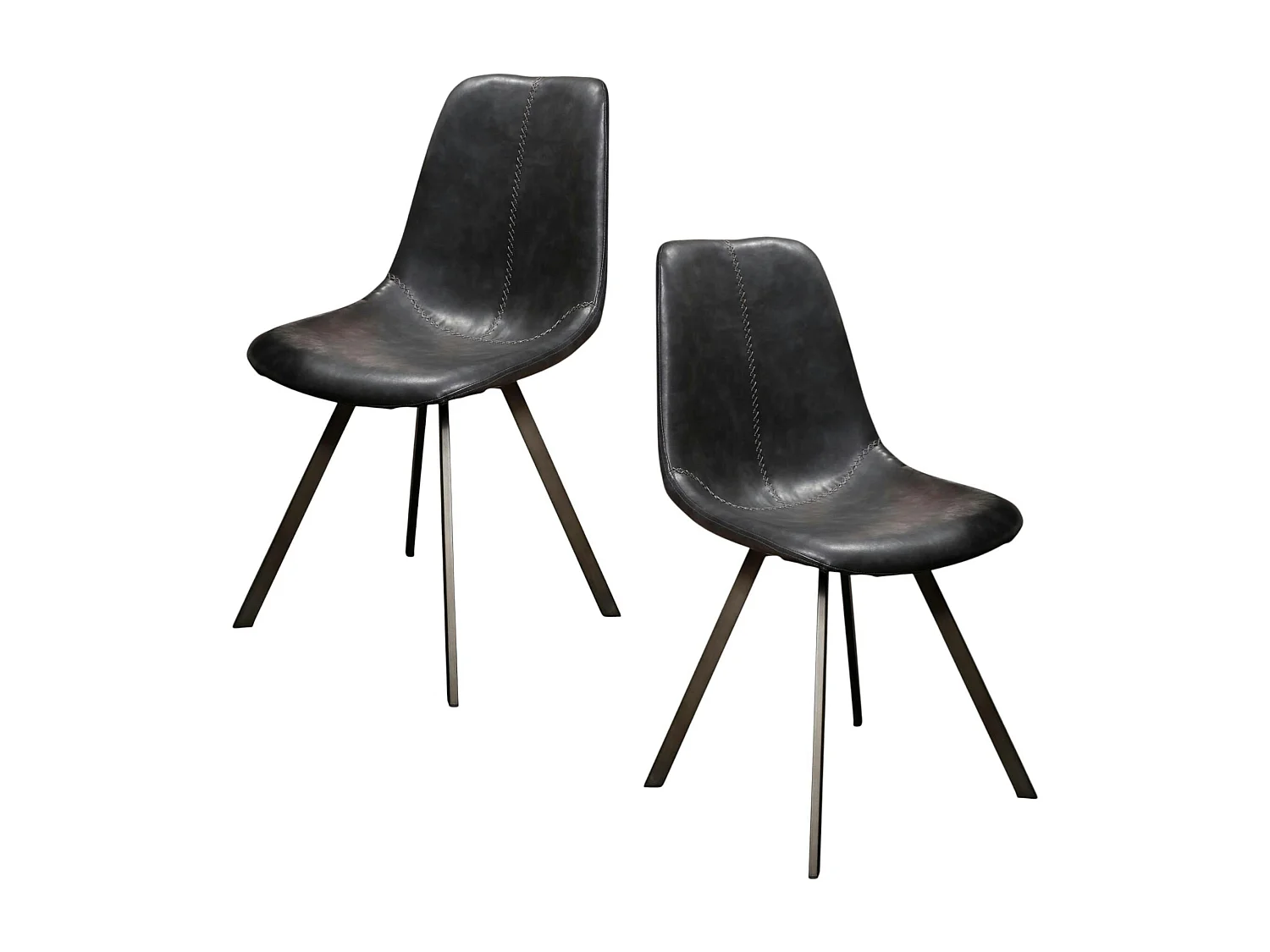 Chaise scandinave noire coutures apparentes pieds étoile HELSINKI (lot de 2)