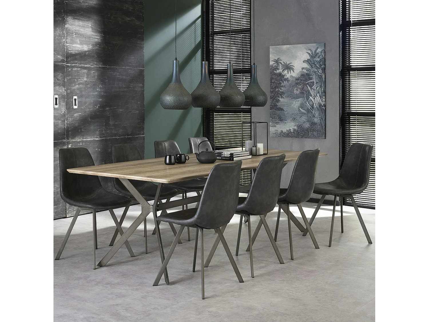 Chaise scandinave noire coutures apparentes pieds étoile HELSINKI (lot de 2)