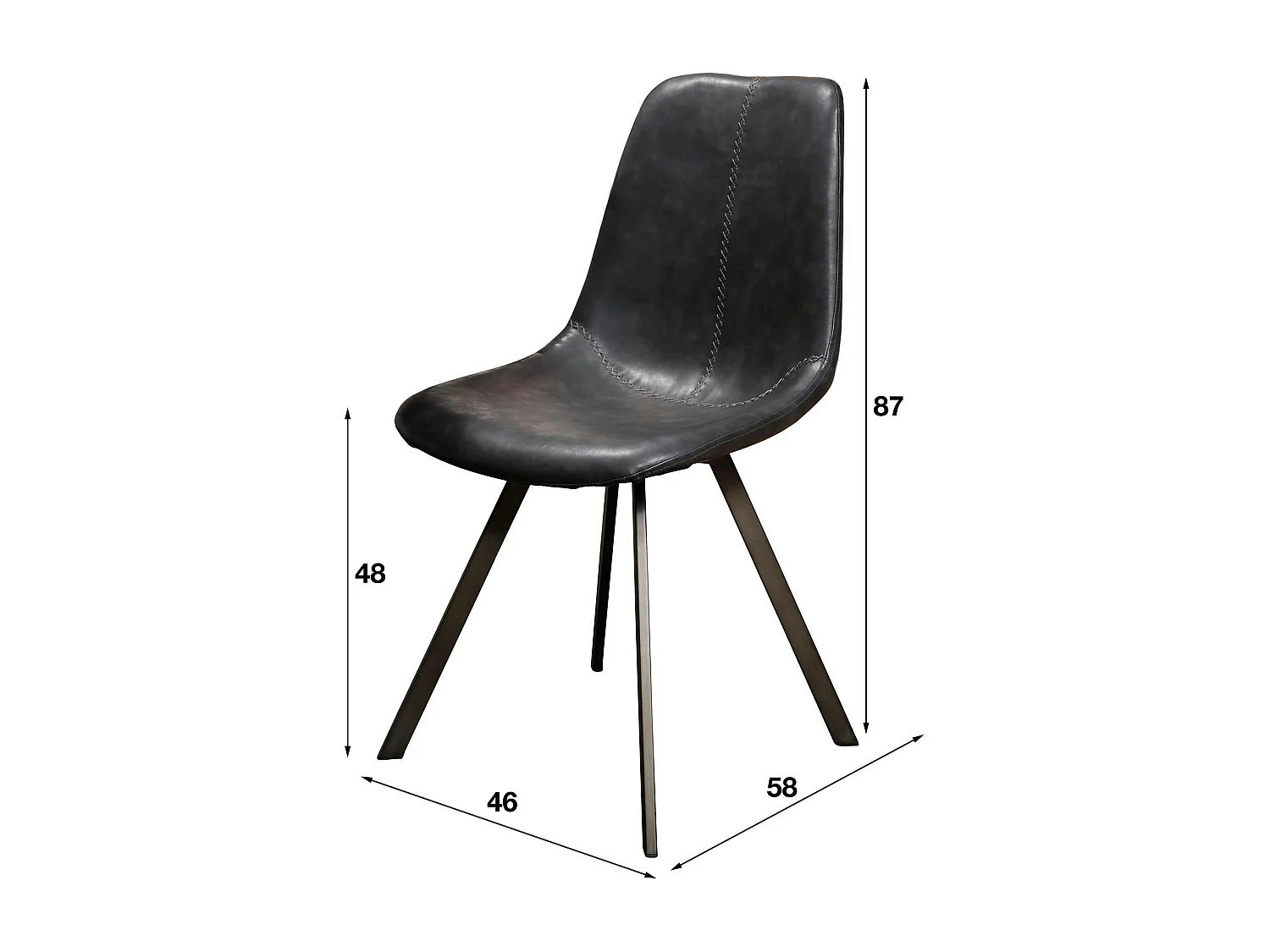 Chaise scandinave noire coutures apparentes pieds étoile HELSINKI (lot de 2)