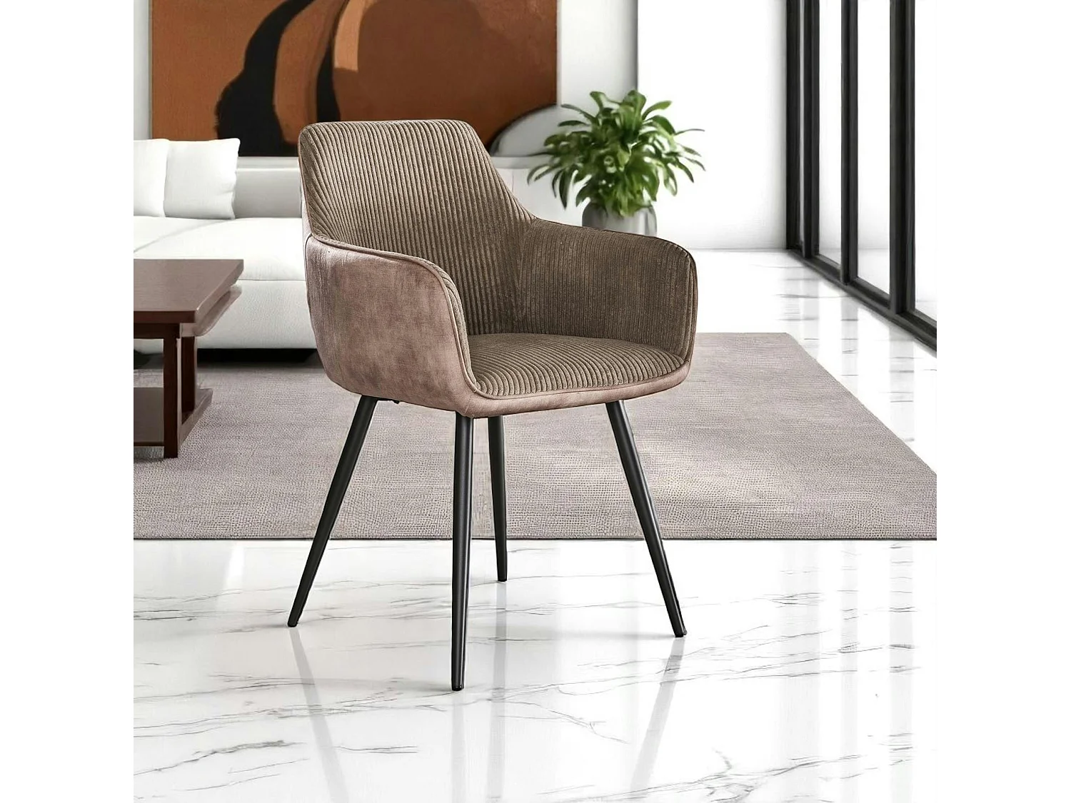 Fauteuil de table beige sable bi-matière (lot de 2) GALWAY