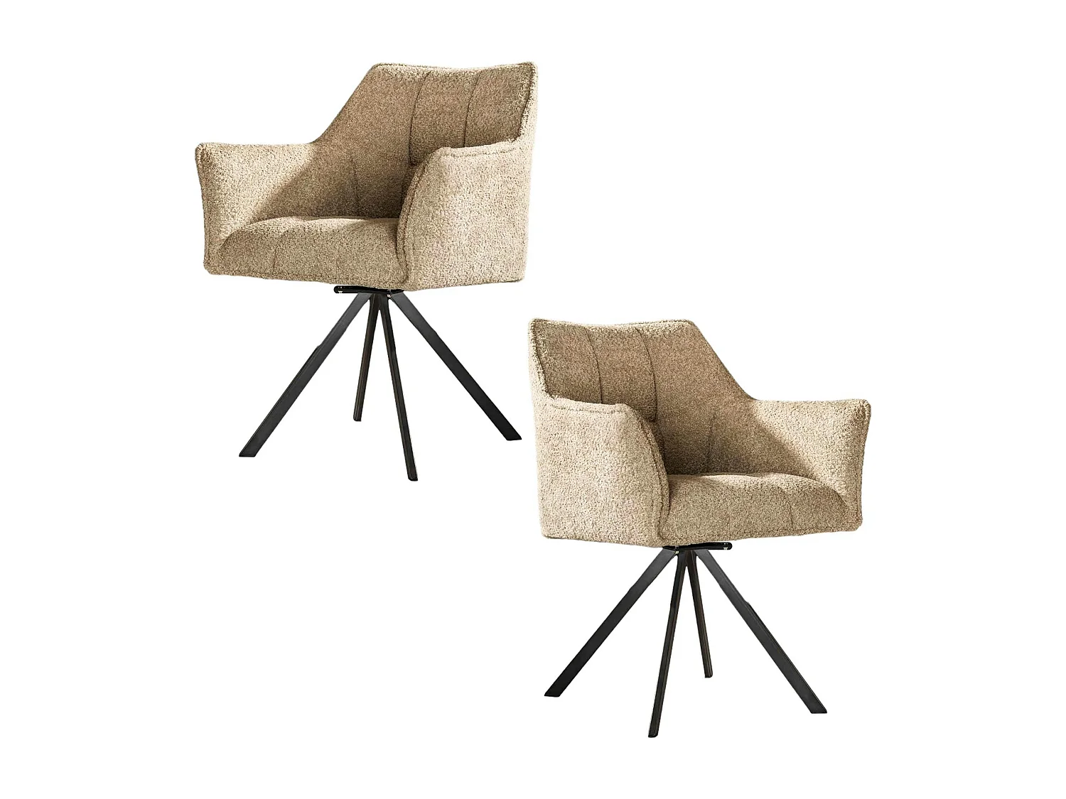 Fauteuil pivotant de table en bouclette sable (lot de 2) MELBOURNE