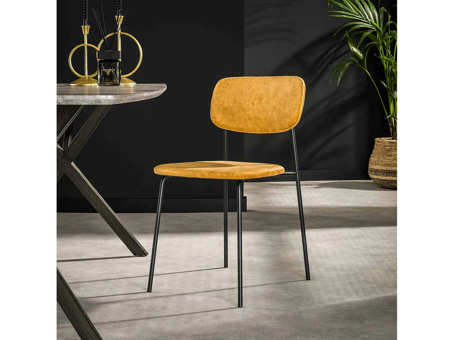 Chaise d'écolier en velours doré (lot de 2) MELBOURNE