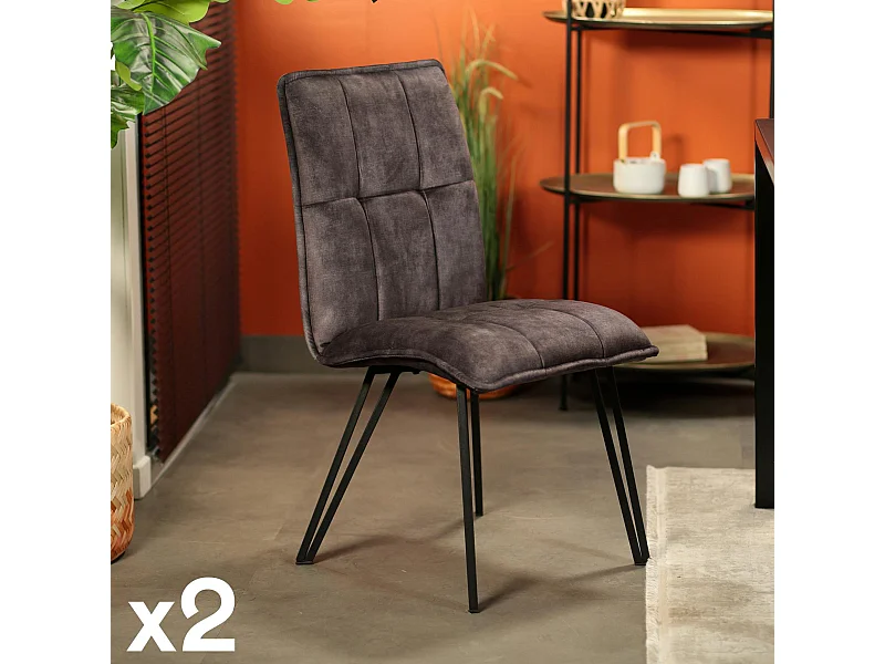 Chaise de salle à manger gris anthracite avec pieds épingle (lot de 2) MALMOE