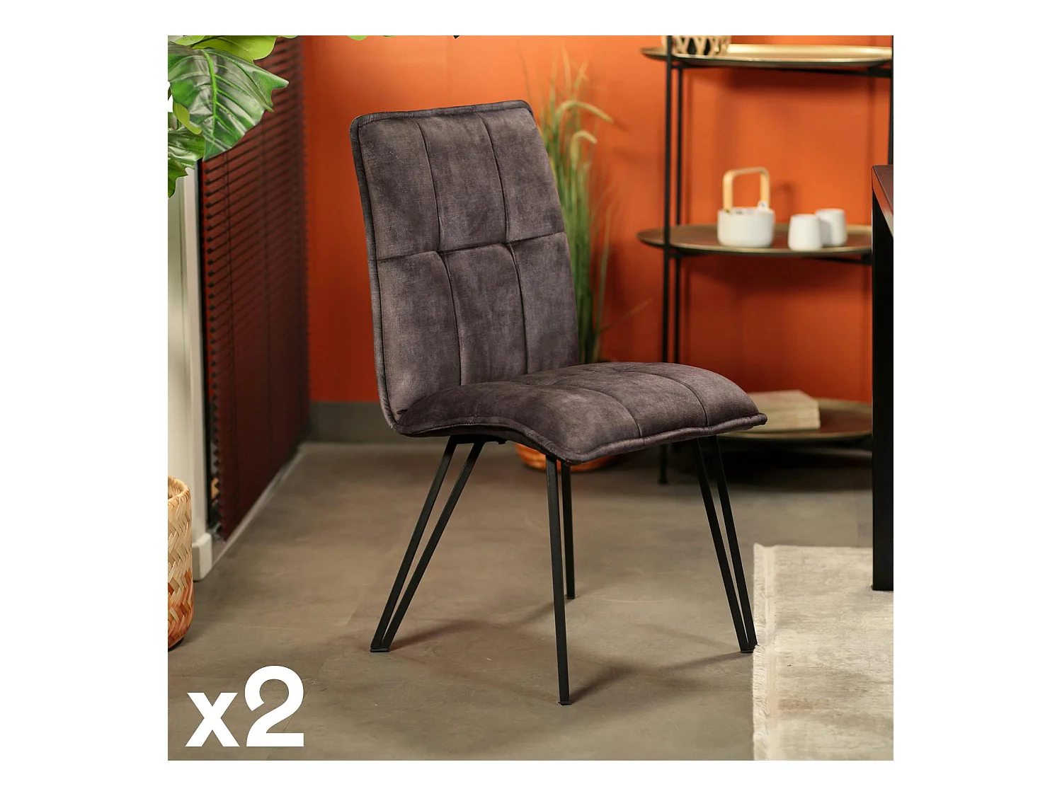 Chaise de salle à manger gris anthracite avec pieds épingle (lot de 2) MALMOE