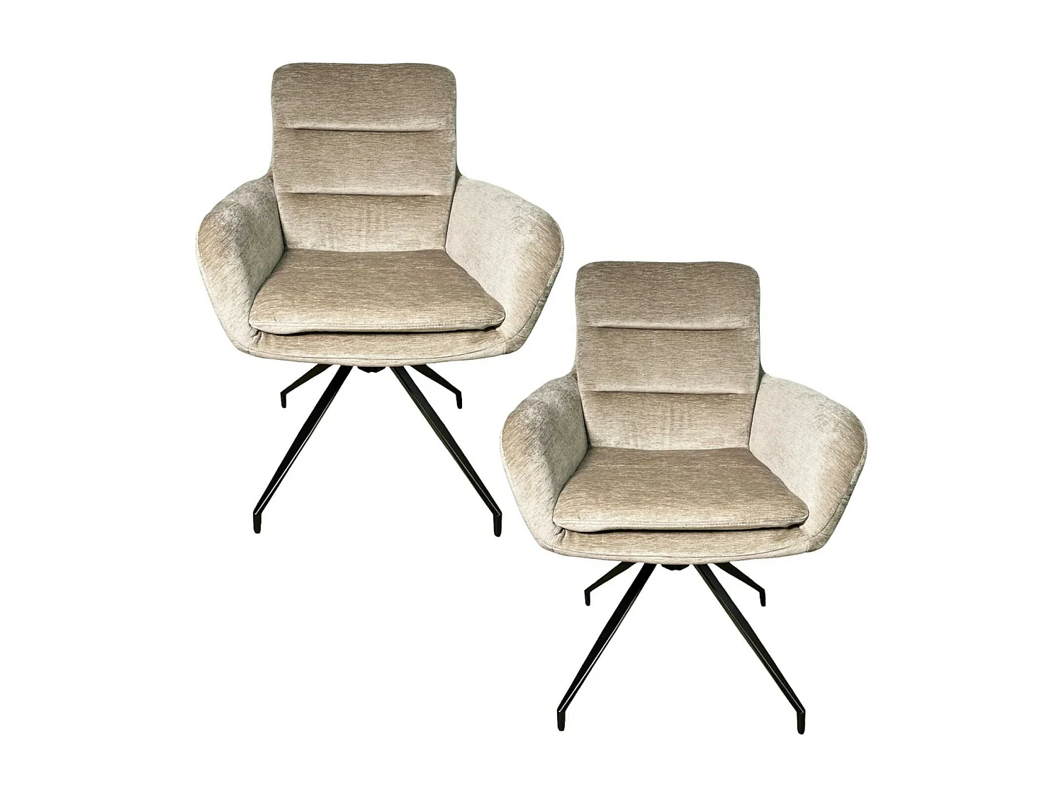 Fauteuil de table pivotant en velours taupe (lot de 2) PALERME