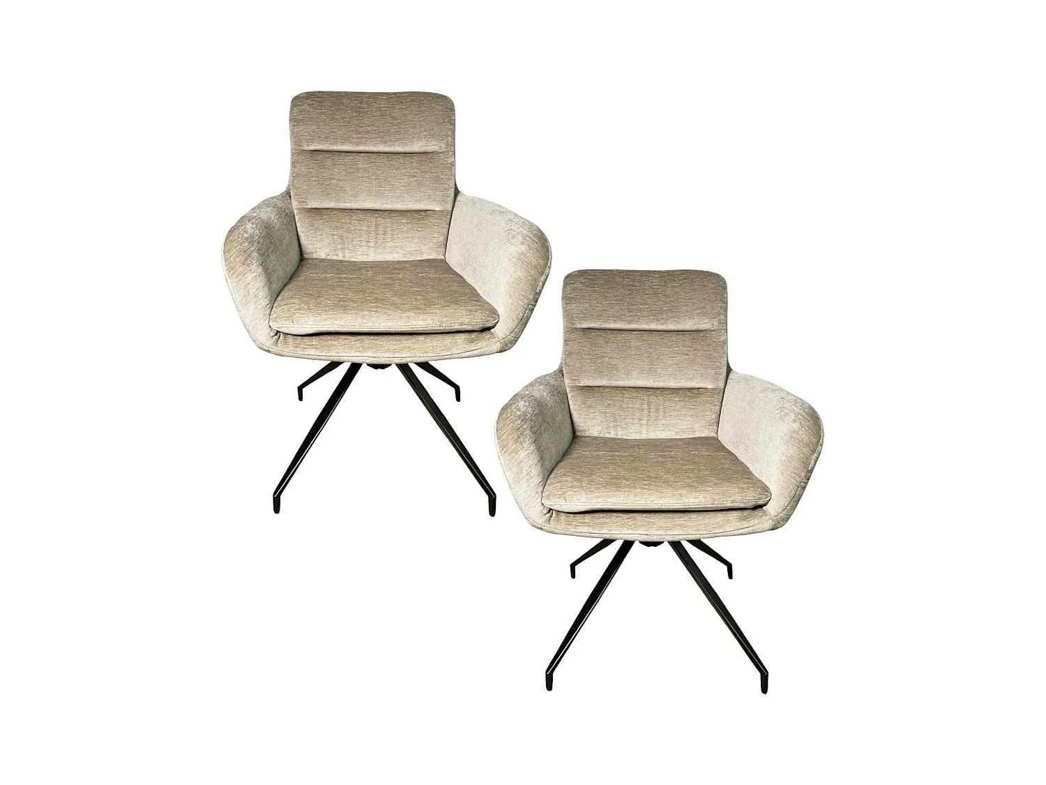 Fauteuil de table pivotant en velours taupe (lot de 2) PALERME