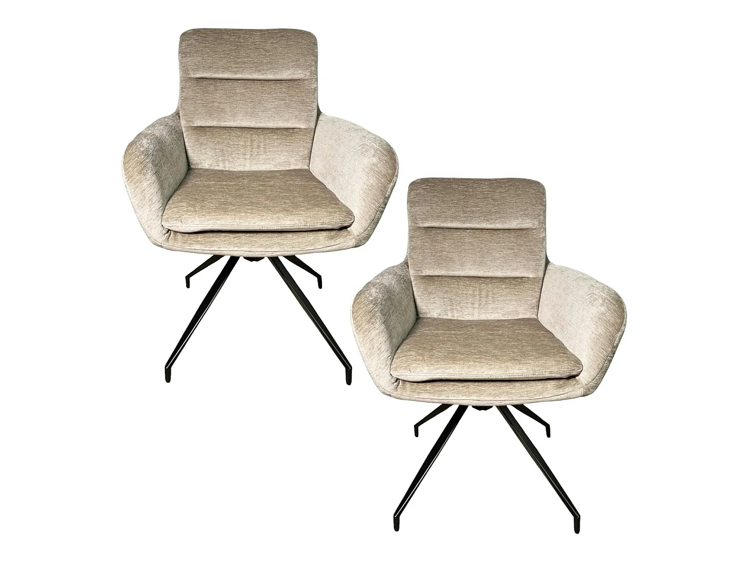 Fauteuil de table pivotant en velours taupe (lot de 2) PALERME