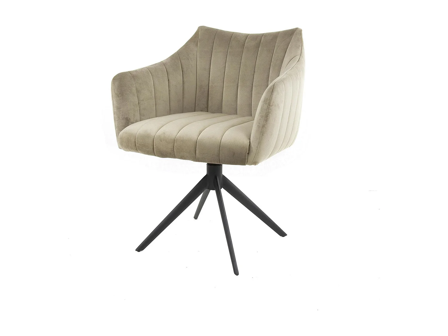 Fauteuil pivotant de table en velours sable à larges bandes (lot de 2) MELBOURNE