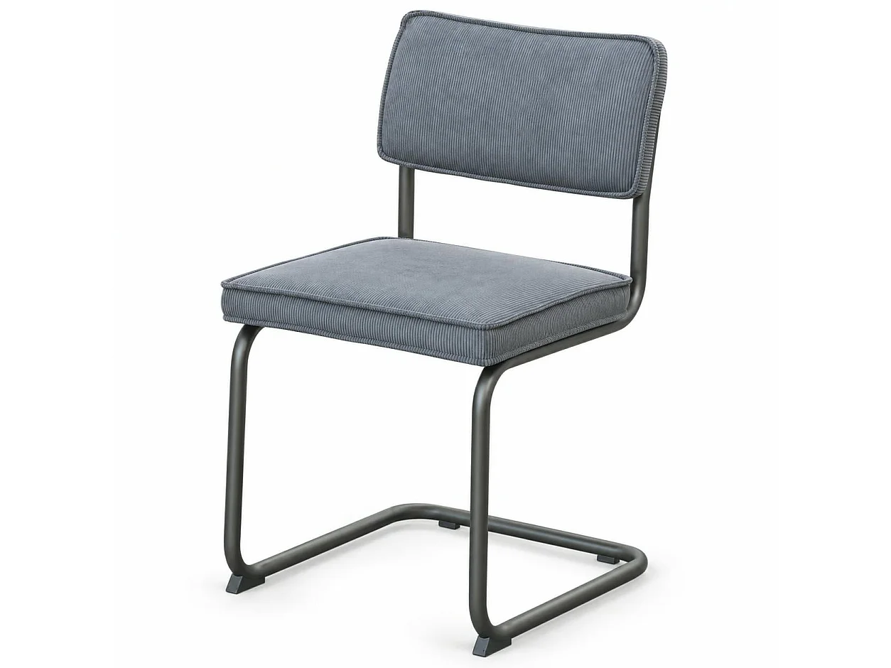 Chaise velours gris piètement luge (lot de 2) MALMOE