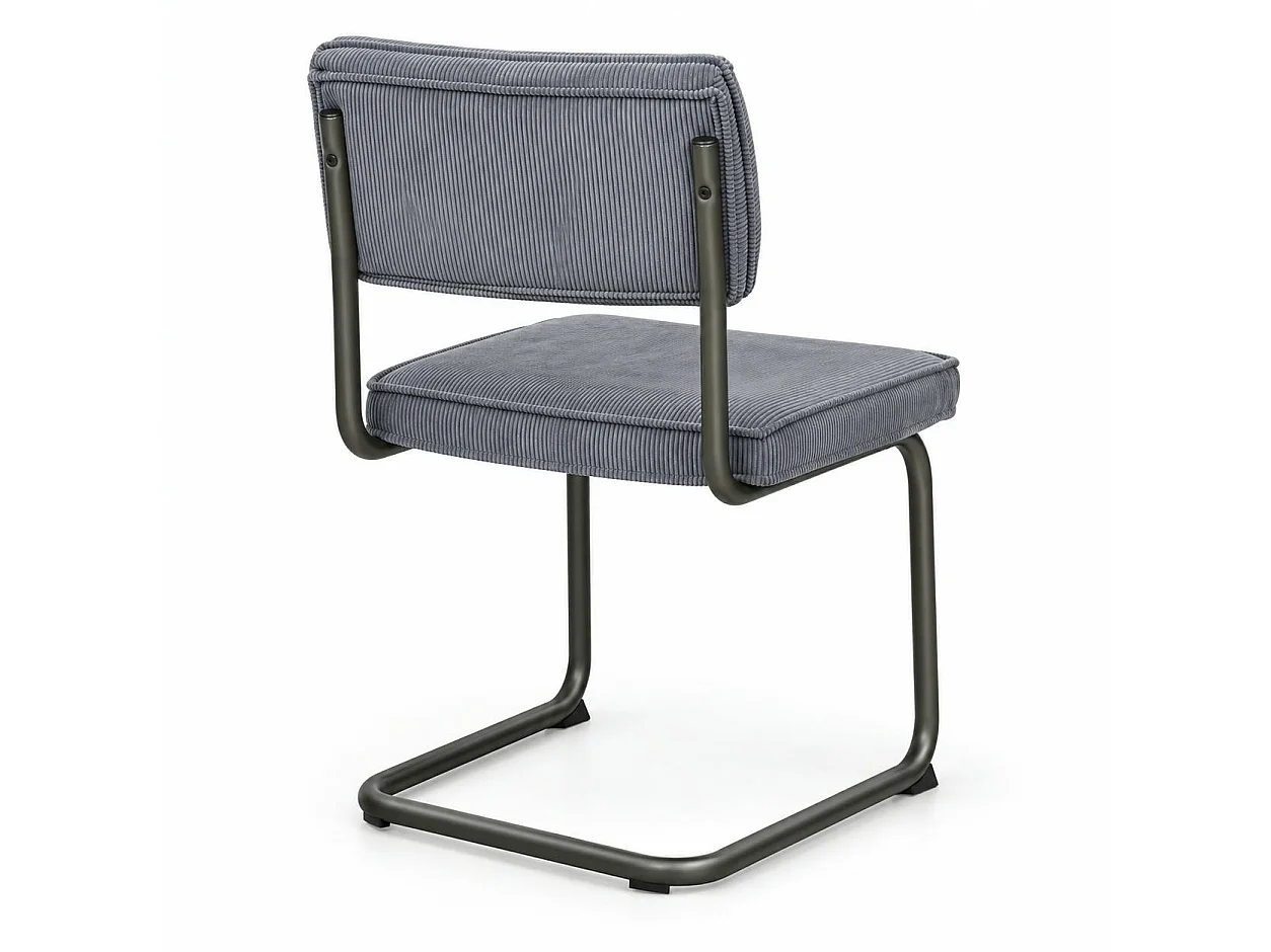 Chaise velours gris piètement luge (lot de 2) MALMOE