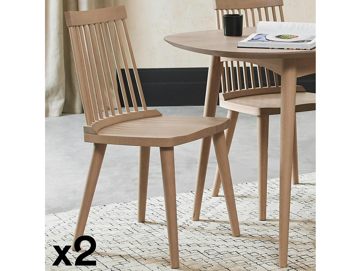 Chaise scandinave à barreaux (lot de 2) COPENHAGUE