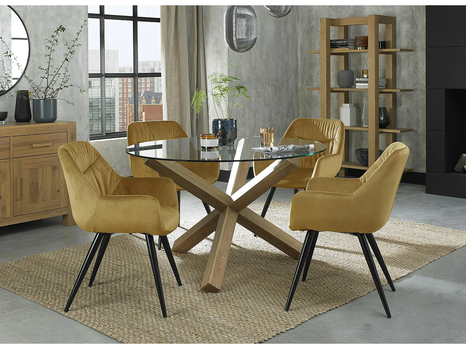 Fauteuil de table en velours moutarde (lot de 2) ARLINGTON