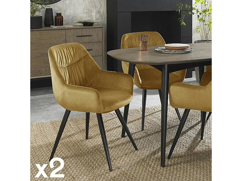 Fauteuil de table en velours moutarde (lot de 2) ARLINGTON